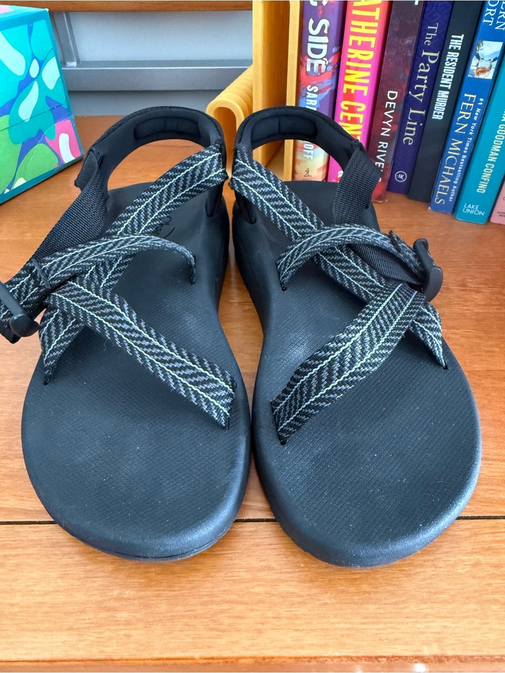 Chaco Women's Black Striped Webbing Sport Sandals - Size 8